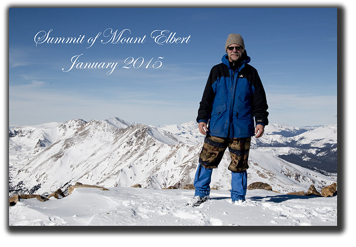 Steve Krull at the summit of Mount Elbert Colorado in January 2015